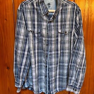 Ocean & Crest men’s casual dress shirt. Blue plaid. XL.